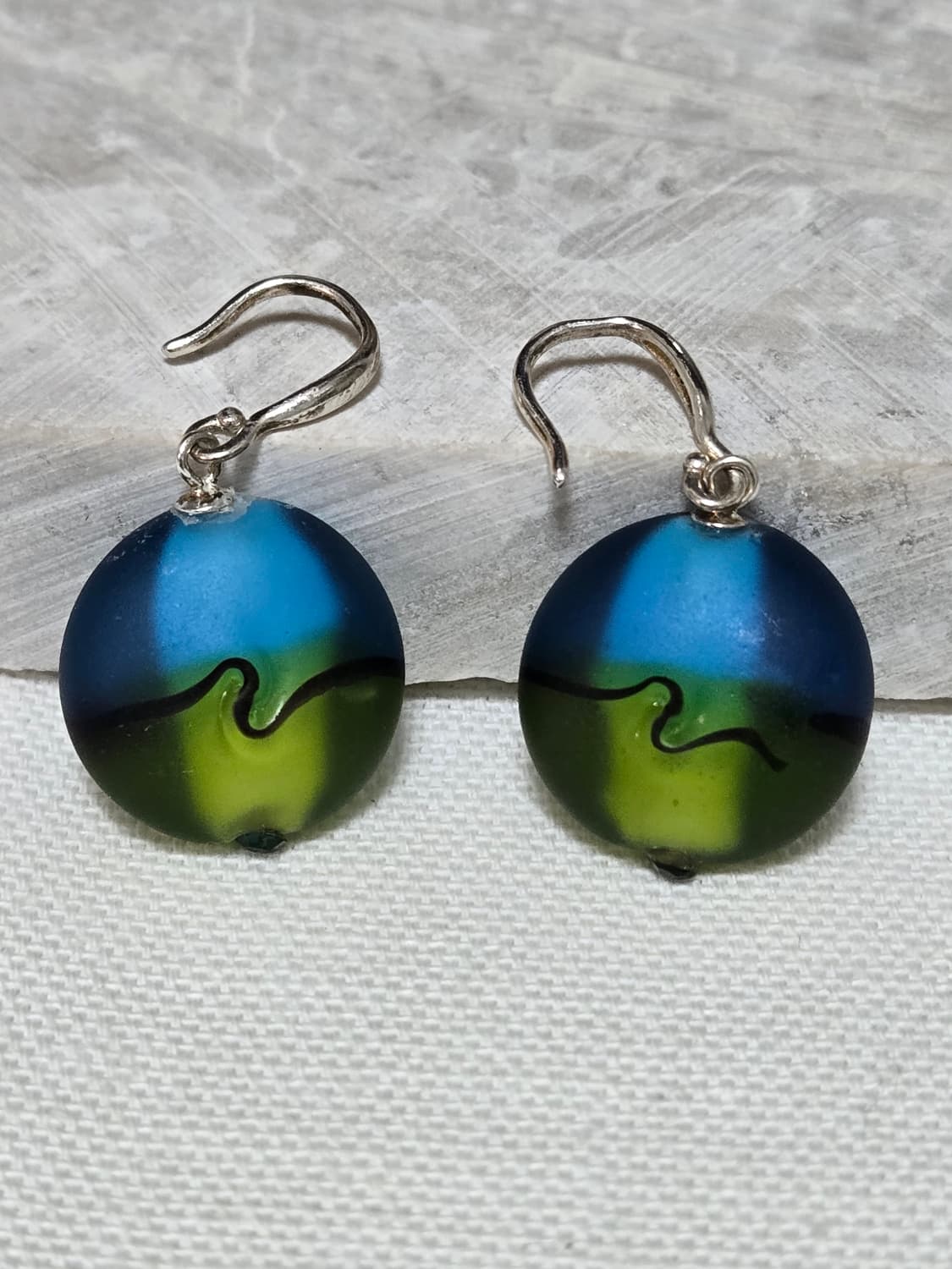 유럽 아틀리에 감성 아트글라스 실버 귀걸이 상품이미지1