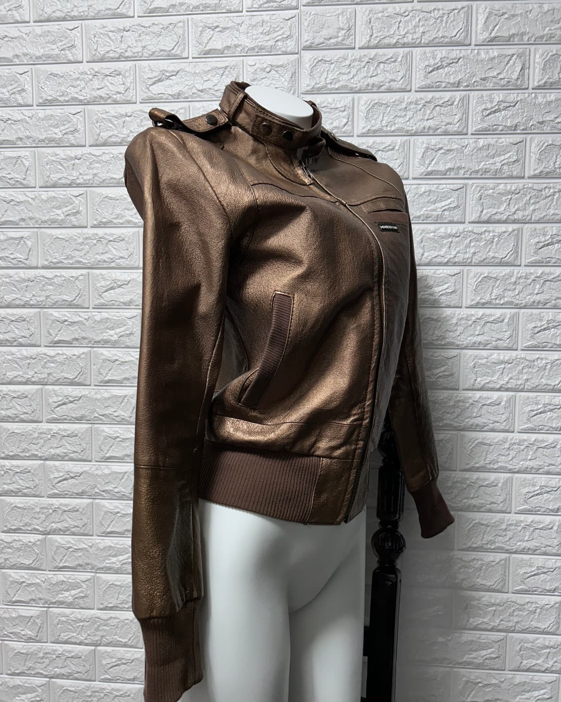 Members Only Brown metallic Leather Jk 상품이미지3