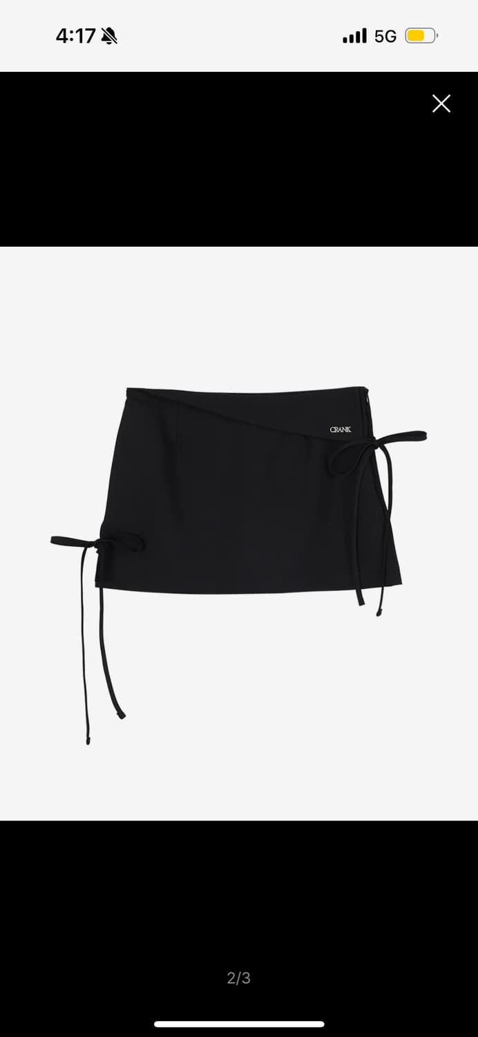 크랭크 블랙 리본 슬릿 미니스커트 상품이미지2