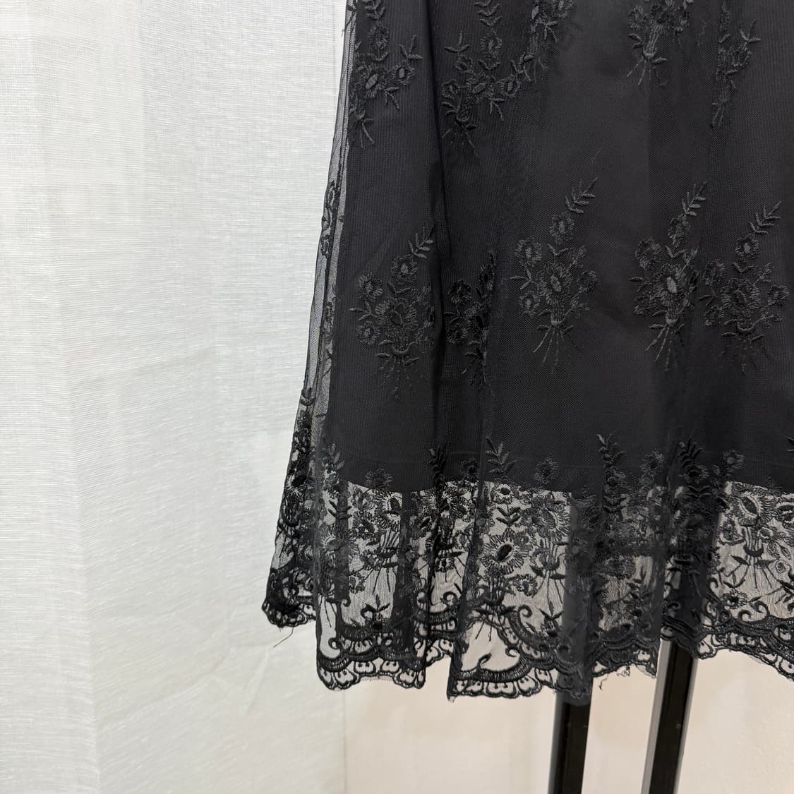 레이스 쉬폰 블랙 롱치마 빈티지스커트 4463 상품이미지3