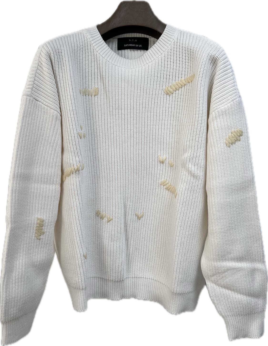 급처 ) stu 스티치 와플 니트 크림 상품이미지3