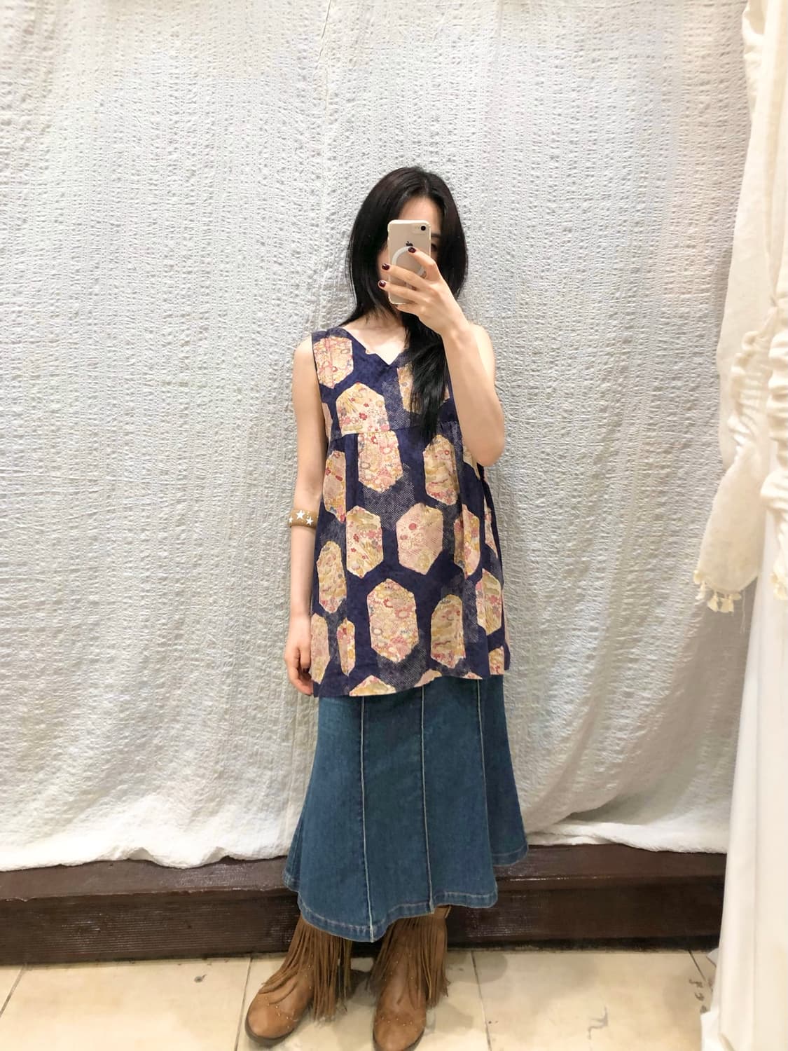 Denim flowy midi skirt 상품이미지2
