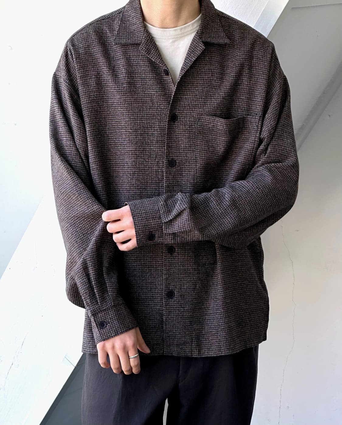 　 Open collar woven wide shirt 상품이미지9