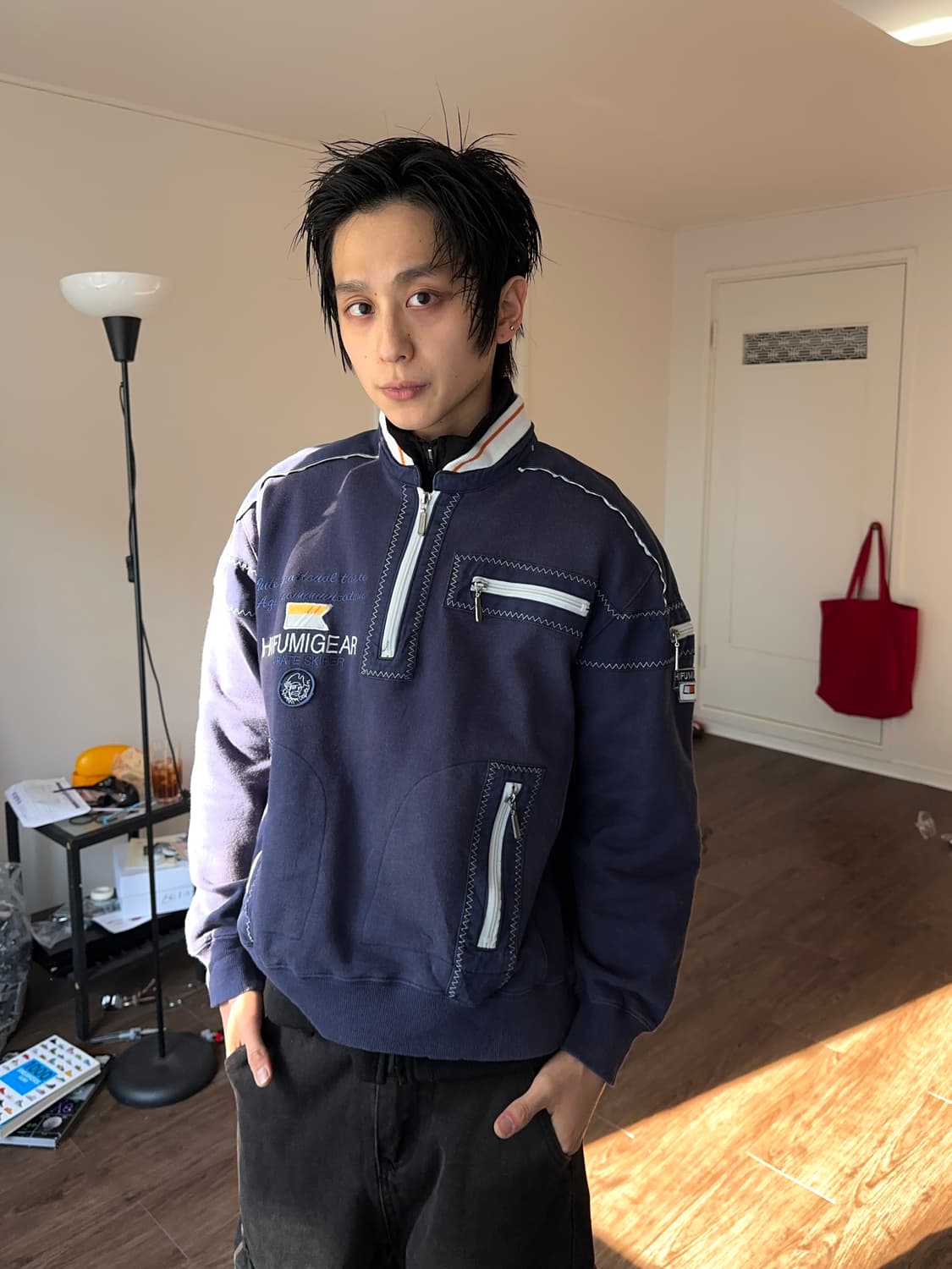 Hifumi Gear 스티치 & 지퍼 디테일 하프 집업 상품이미지3