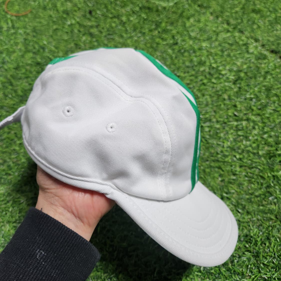 아디다스 헬라스 4패널 화이트×그린 스트라이프 캡 상품이미지2