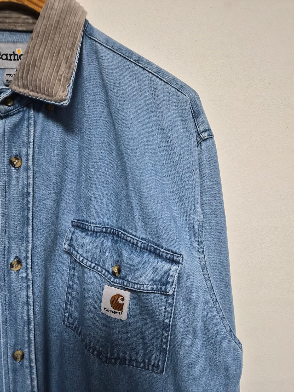 칼하트Carhartt 카라 배색 데님 셔츠 L사이즈 - S268 상품이미지3