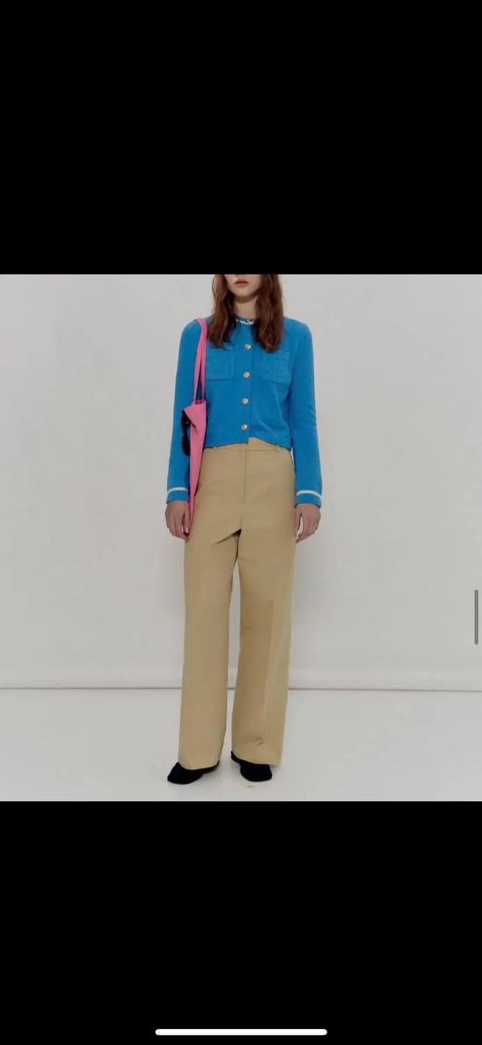 WEHOURS 코튼 블렌드 부클 가디건 블랙 상품이미지4