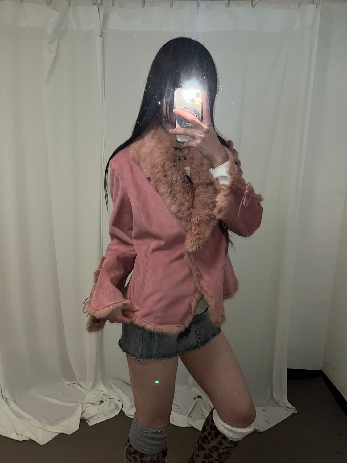 핑크 래빗퍼 아일렛 포인트 무스탕 상품이미지9