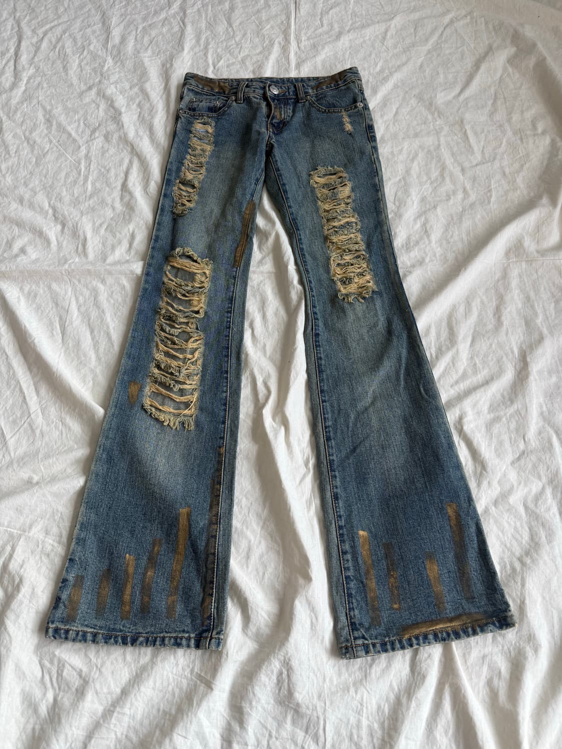 오네갸루 갸루 로우라이즈 부츠컷 데님 팬츠  상품이미지1