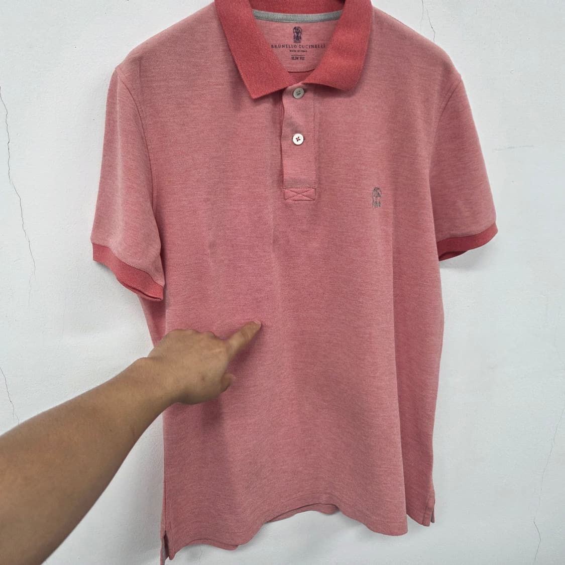 브루넬로쿠치넬리 매장판 로고 남성 반팔 티셔츠 폴로 카라티 M 핑크 상품이미지8