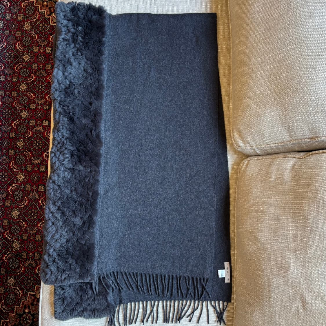 스테파노 필라티 이탈리아 캐시미어 100 숄 리얼 퍼 트리밍 상품이미지5