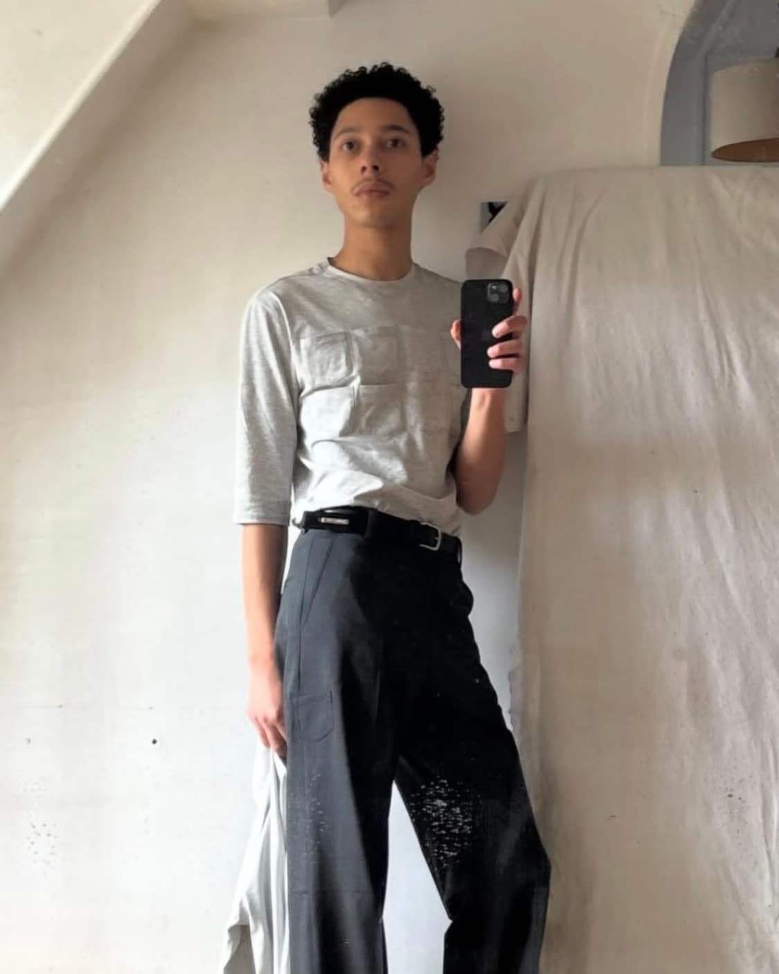 [L,XL]팔로마울 Arisa 포켓 티셔츠/그레이 상품이미지1