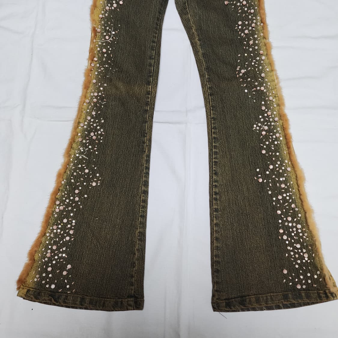 보헤미안 빈티지 웨스턴 퍼 테슬 스톤 부츠컷 팬츠 상품이미지5