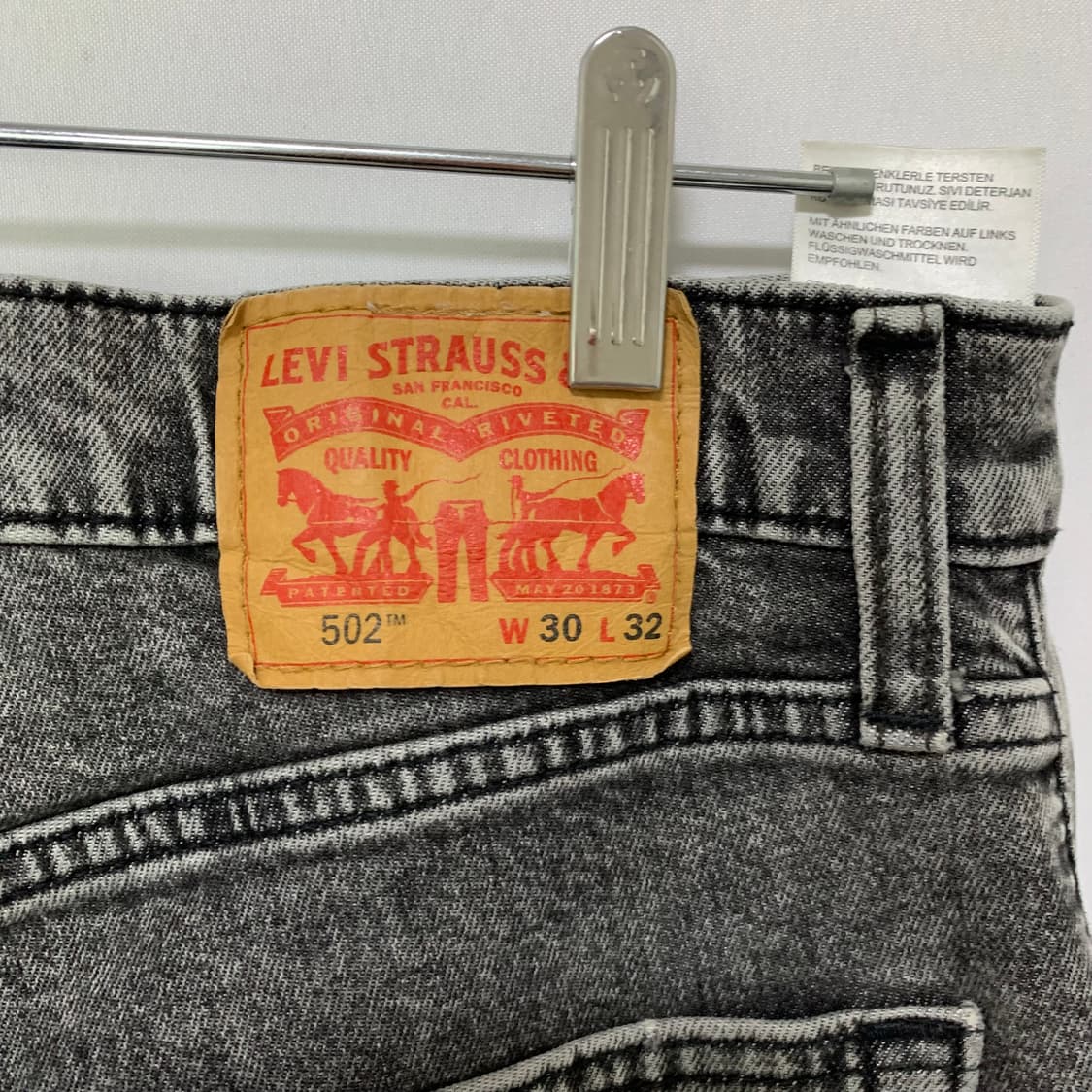 리바이스 502 빈티지 워싱 블랙 흑청 데님 팬츠 30인치 남녀공용 상품이미지7
