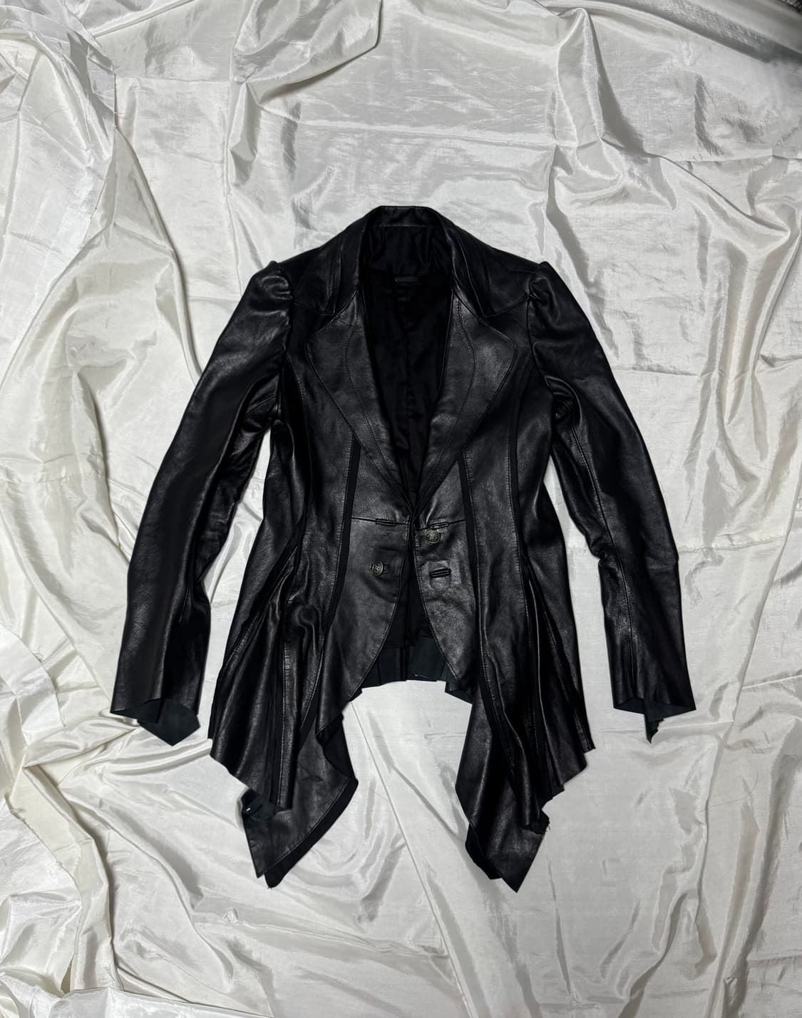 00s Mode Shirring Ramskin Leather Jacket 상품이미지1