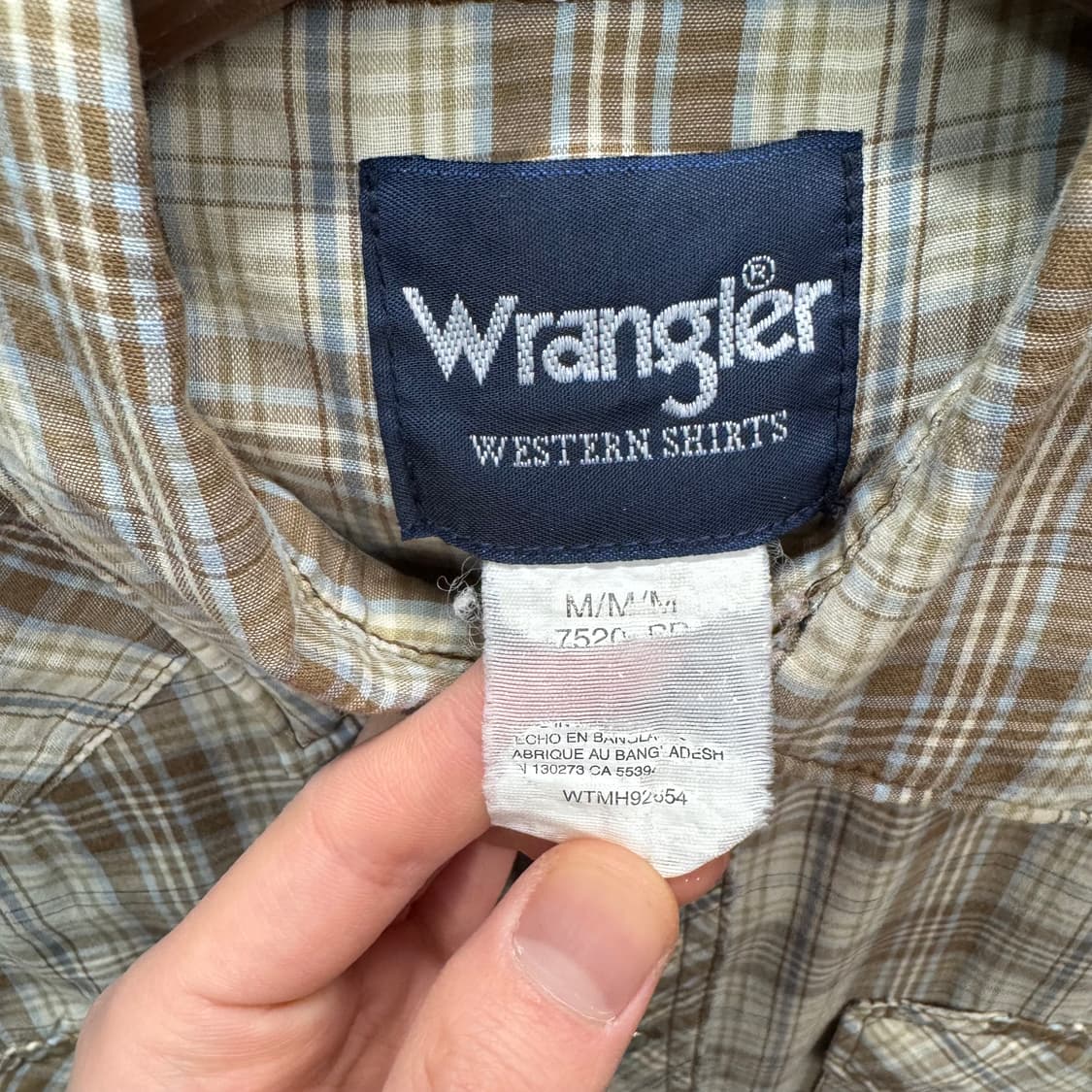 랭글러 체크 패턴 웨스턴 셔츠 전면 투포켓 포인트 아이보리 브라운 상품이미지5