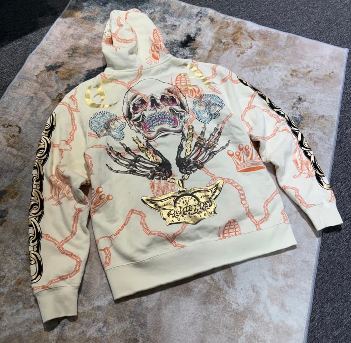 크리스찬 오디저 스컬 큐빅화이트 후드집업 상품이미지2