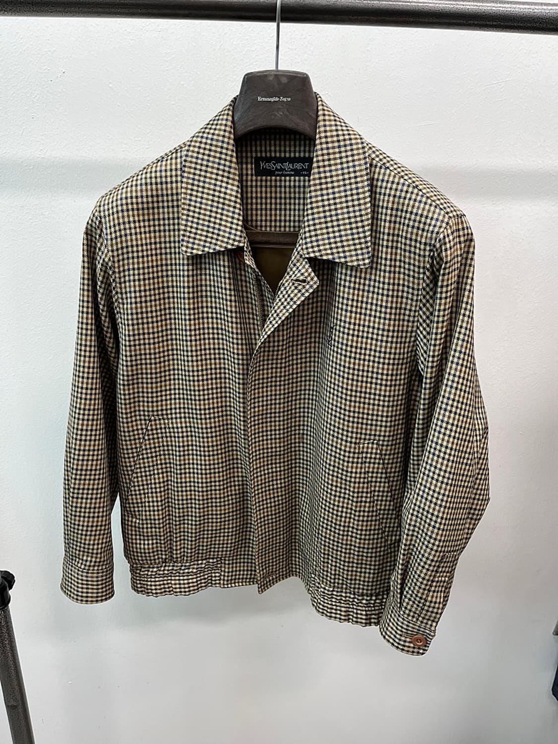 95-100) 입생로랑 건체크 블루종 자켓  상품이미지2