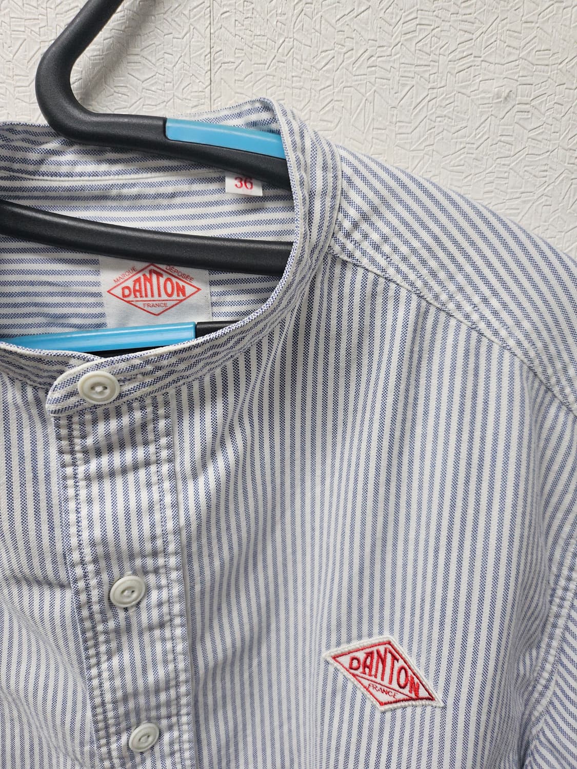 단톤 스트라이프 밴드 카라 셔츠  36 상품이미지2