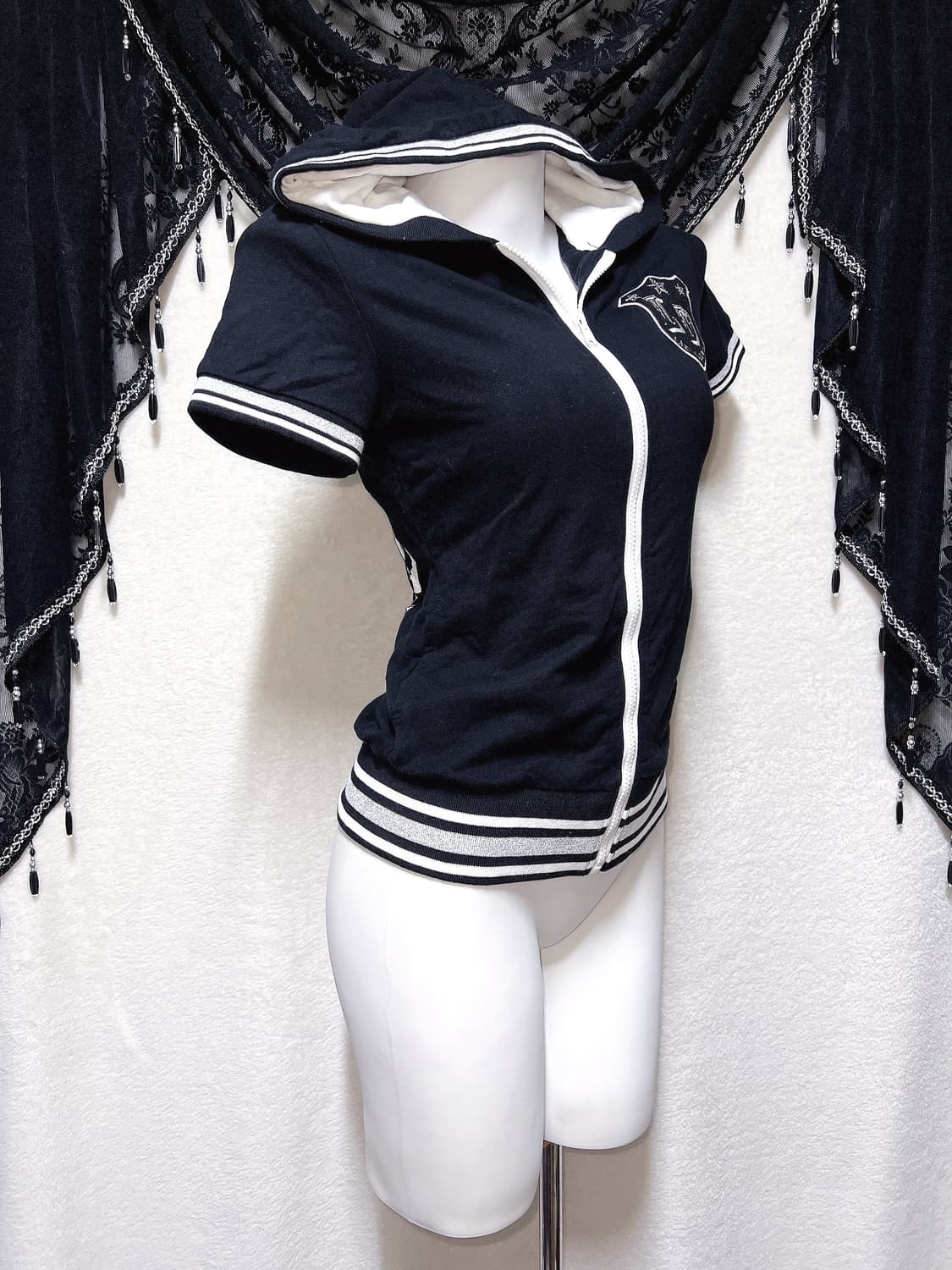 리즈리사돌 y2k 와투케 펑크 갸루 키치 반팔 후드집업 헤이세이 핀터 상품이미지5