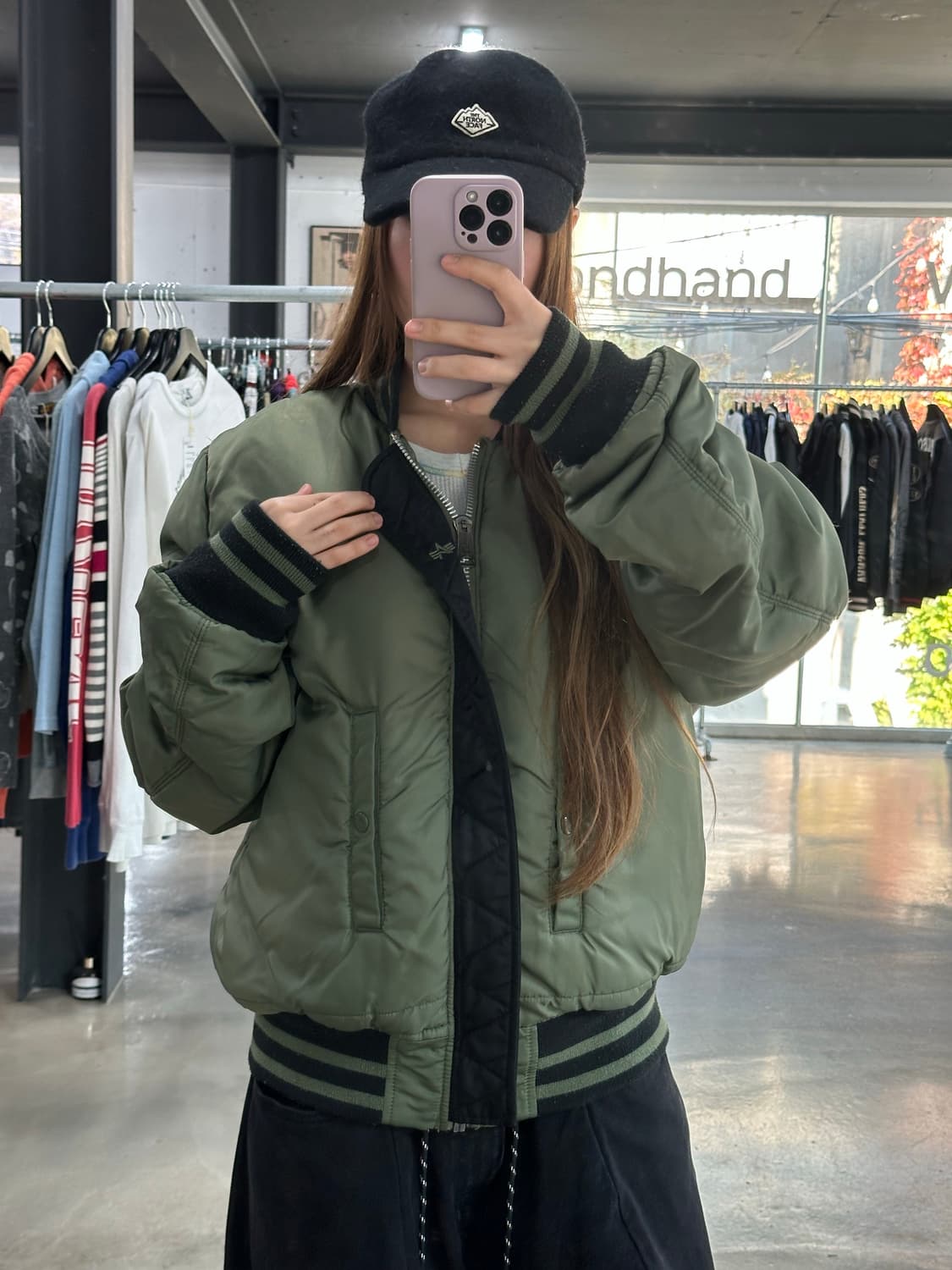 알파인더스트리 리버시블 MA-1 포켓 백자수로고 자켓 상품이미지2