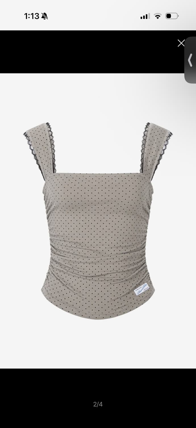 Anne Dot Lace Sleeveless Top (Khaki) 상품이미지1