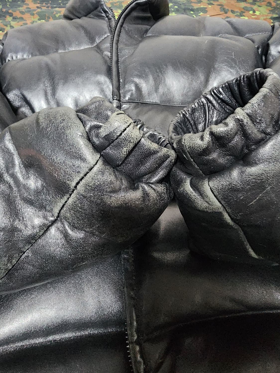 빈티지 Schott NYC 블랙 레더 다운 패딩 점퍼 상품이미지4