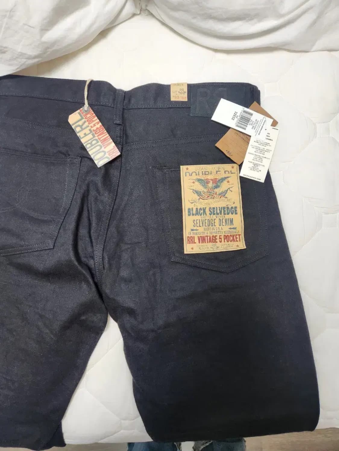[32x32] rrl 더블알엘 빈티지파이브포켓 블랙온블랙 새상품 상품이미지1