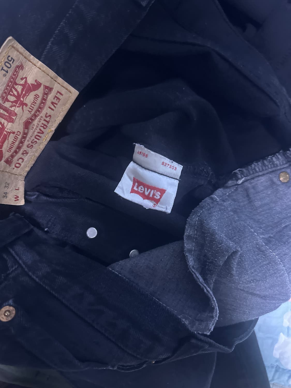 [34X32] 빈티지 리바이스 501 블랙진 상품이미지5