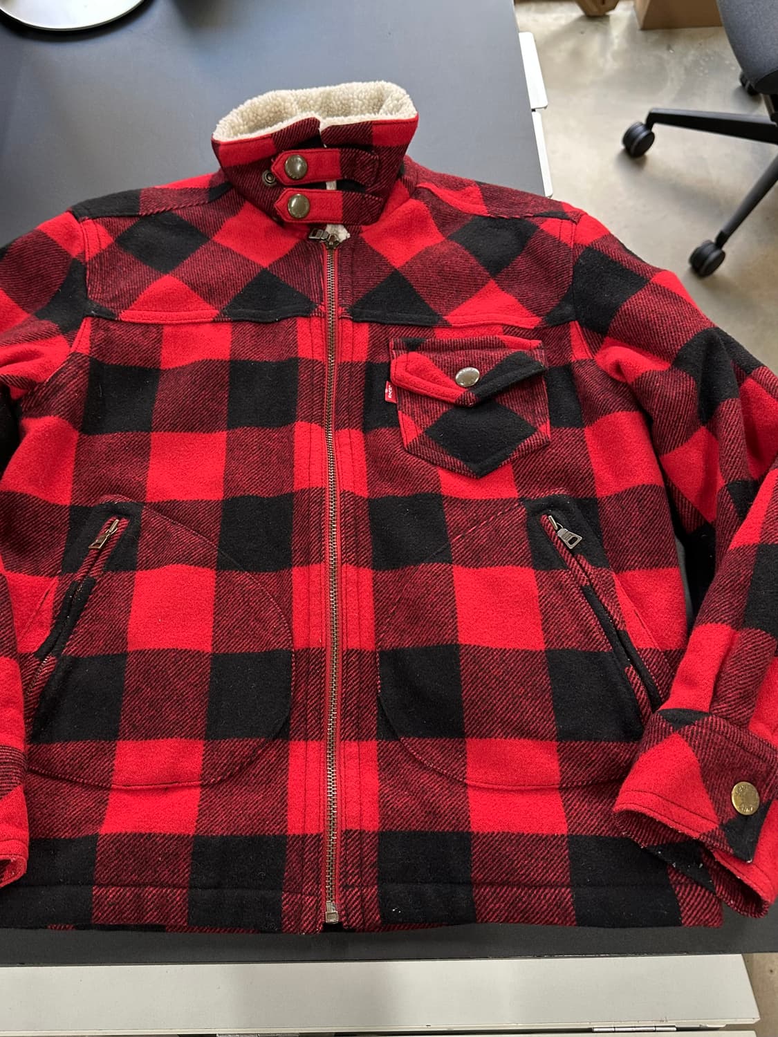 리바이스 타탄체크 하이넥 포켓 울 쉐르파자켓 상품이미지7