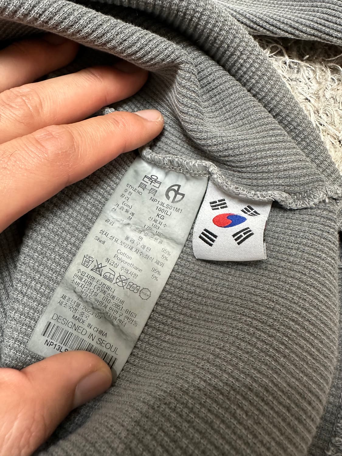 폴리테루 X 노매뉴얼 오버다이드 롱슬리브 카키그레이 상품이미지5