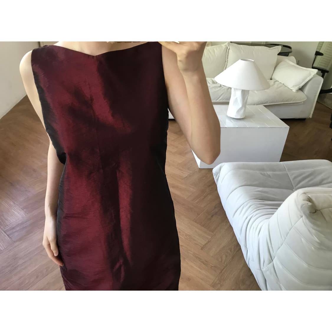 vintage glossy burgundy one-piece 상품이미지6