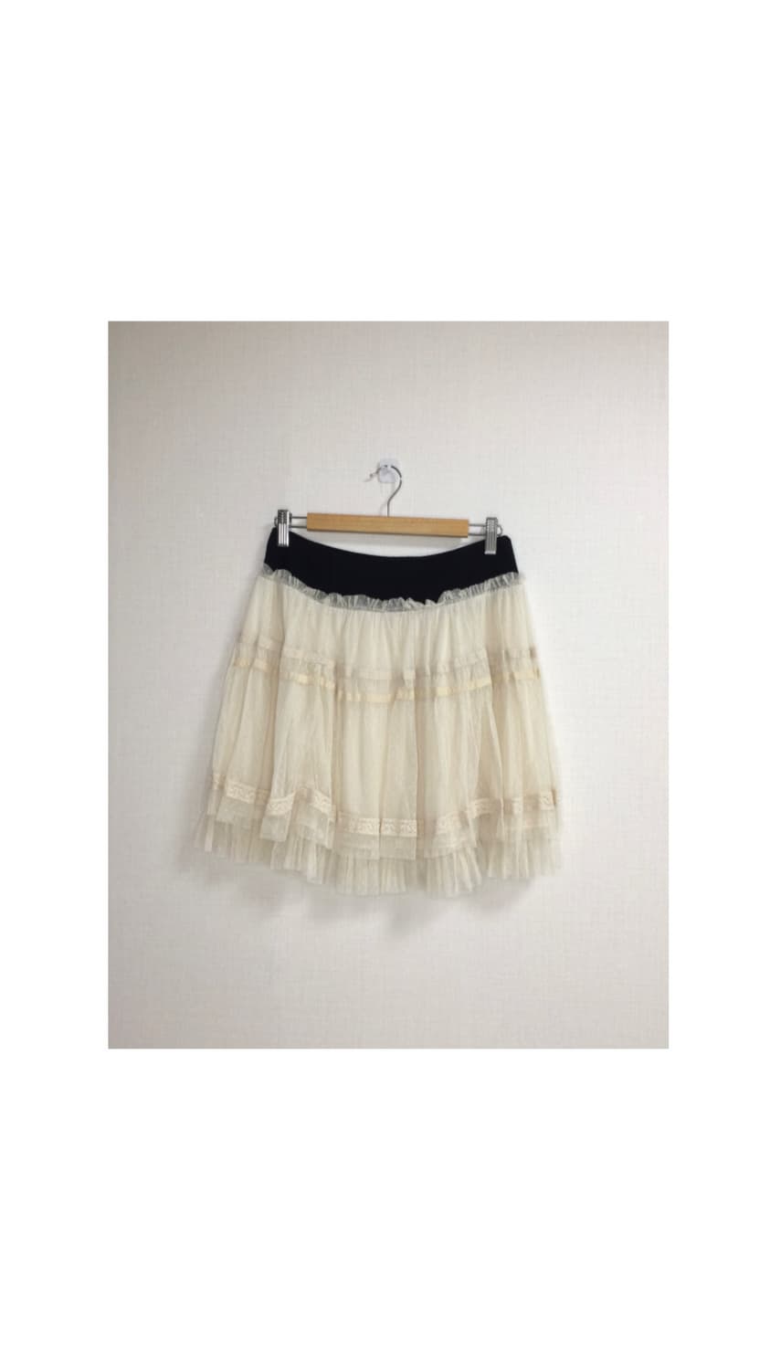 빈티지 아이보리 레이스 프릴 스커트 상품이미지1