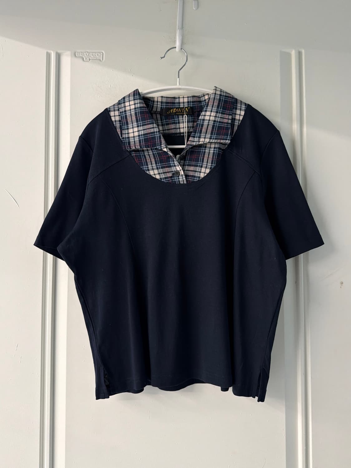 일본빈티지 프레피 체크 레이어드 반팔티 상품이미지6