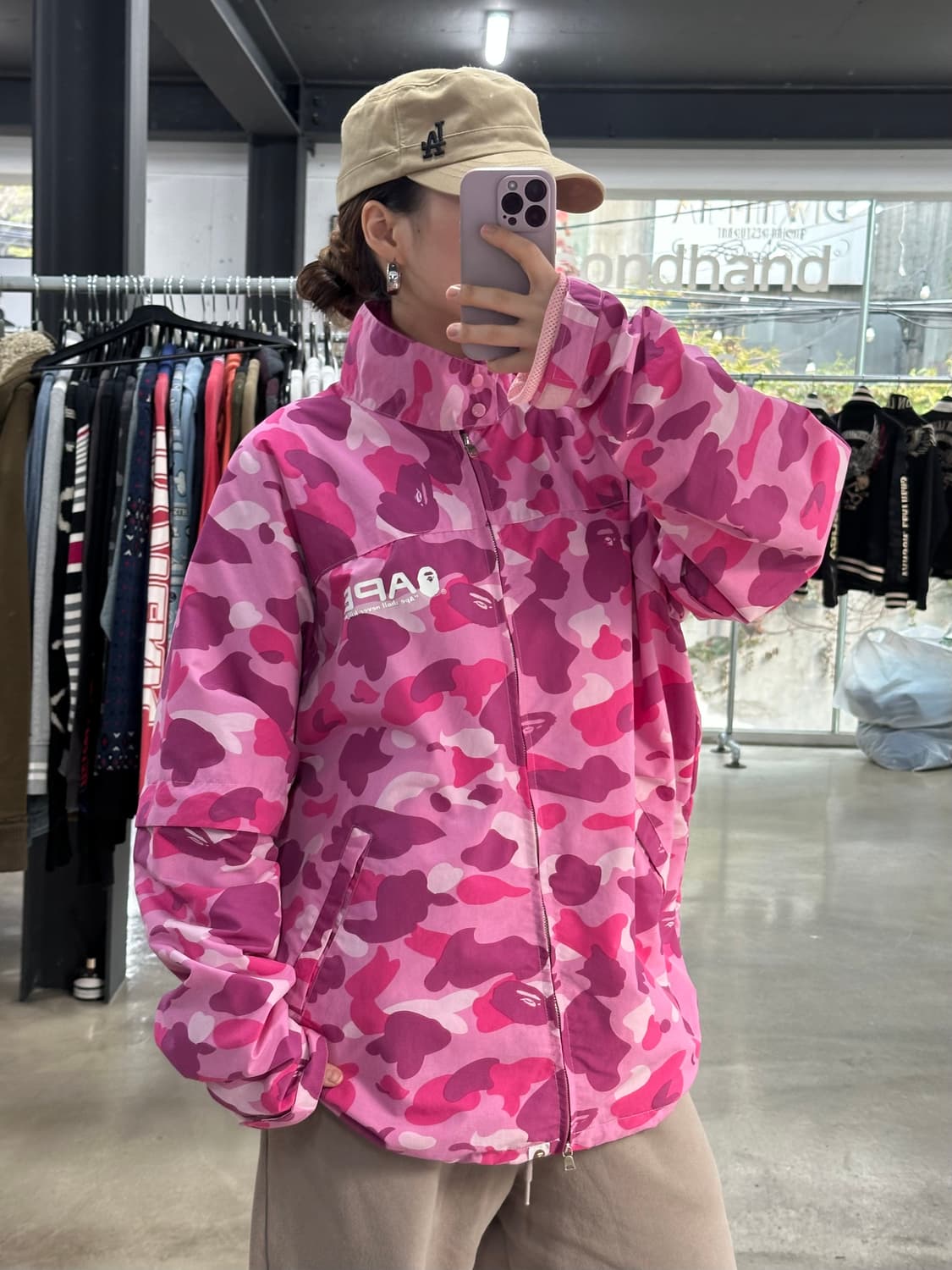 베이프 핑크카모 팔분리 투웨이 코치 자켓 상품이미지1
