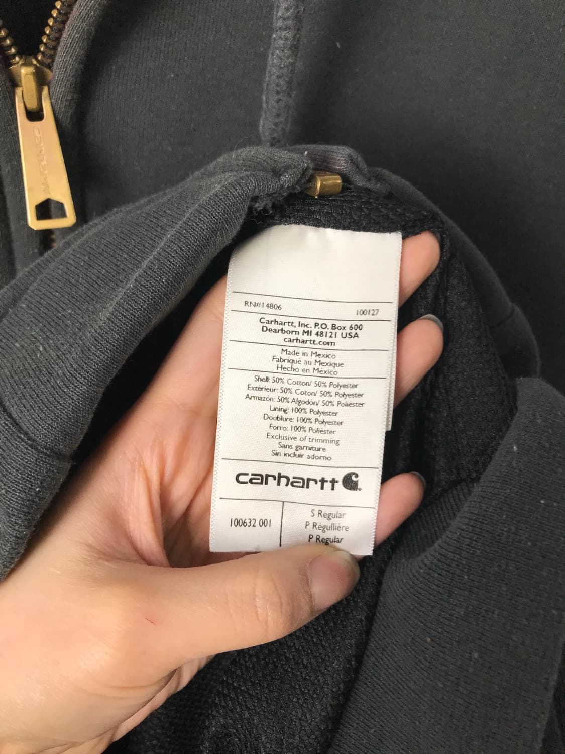 칼하트 지수로고 차콜 써멀 후드집업 상품이미지5