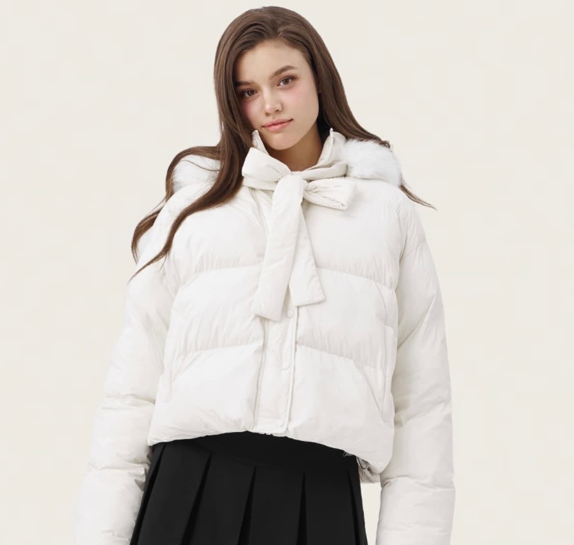 (새상품) 클리시어 스노이 리본 패딩  상품이미지1