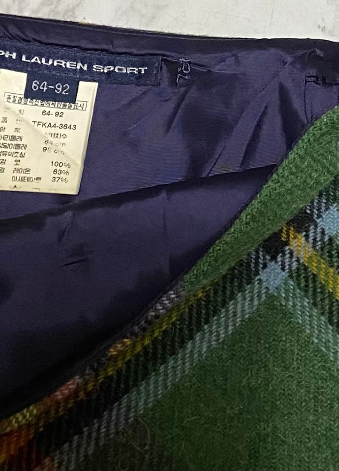 랄프로렌 체크 모 스커트 허리 27 인치 상품이미지2