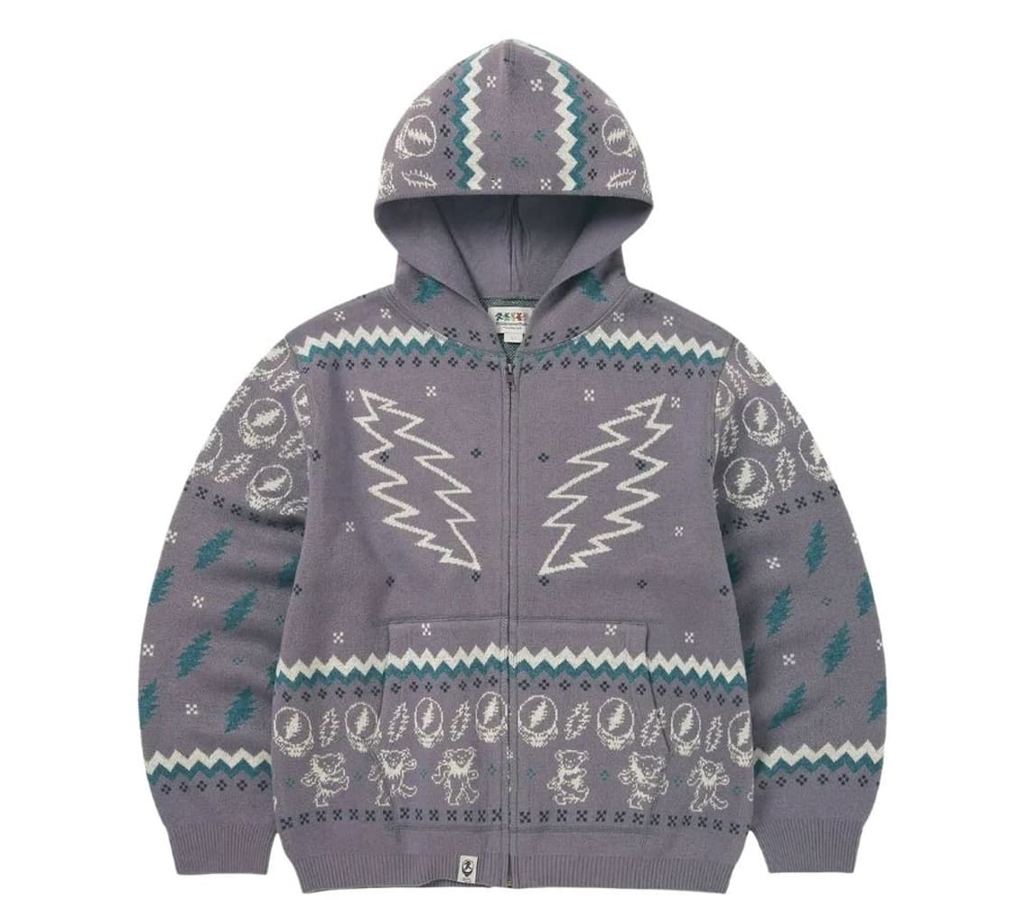 디스이즈네버댓X그레이트풀데드 니트 집업 라벤더 상품이미지1