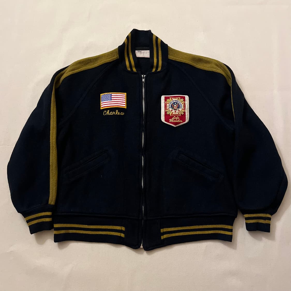 80s VFW US 멜튼 울 레터맨 자켓 상품이미지2