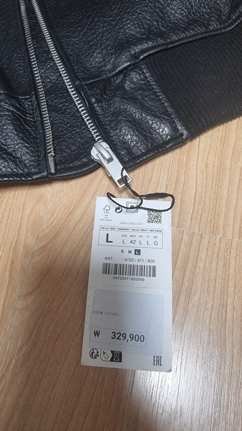 자라 블랙 레더 봄버 자켓 L 새상품 상품이미지8