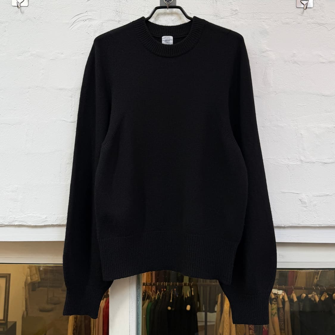 IENA 블랙 크루넥 벌룬 슬리브 울 니트 JAPAN OS 상품이미지1