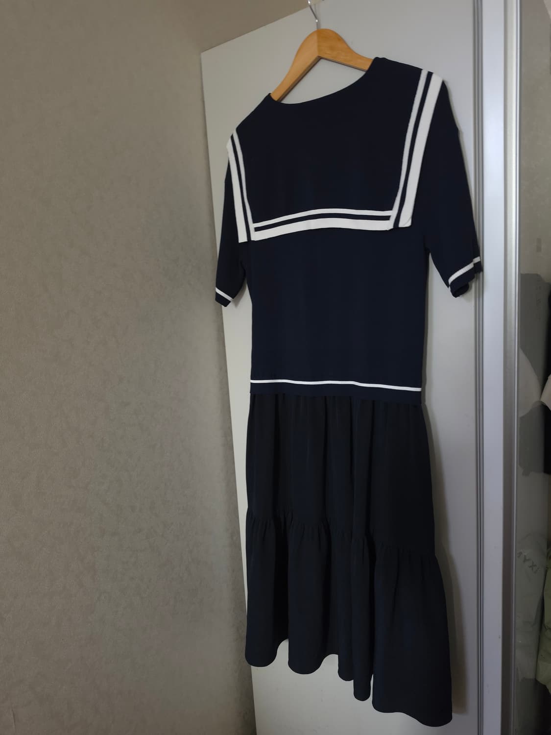 럭키슈에뜨 세일러 카라 반팔 원피스 네이비 상품이미지6