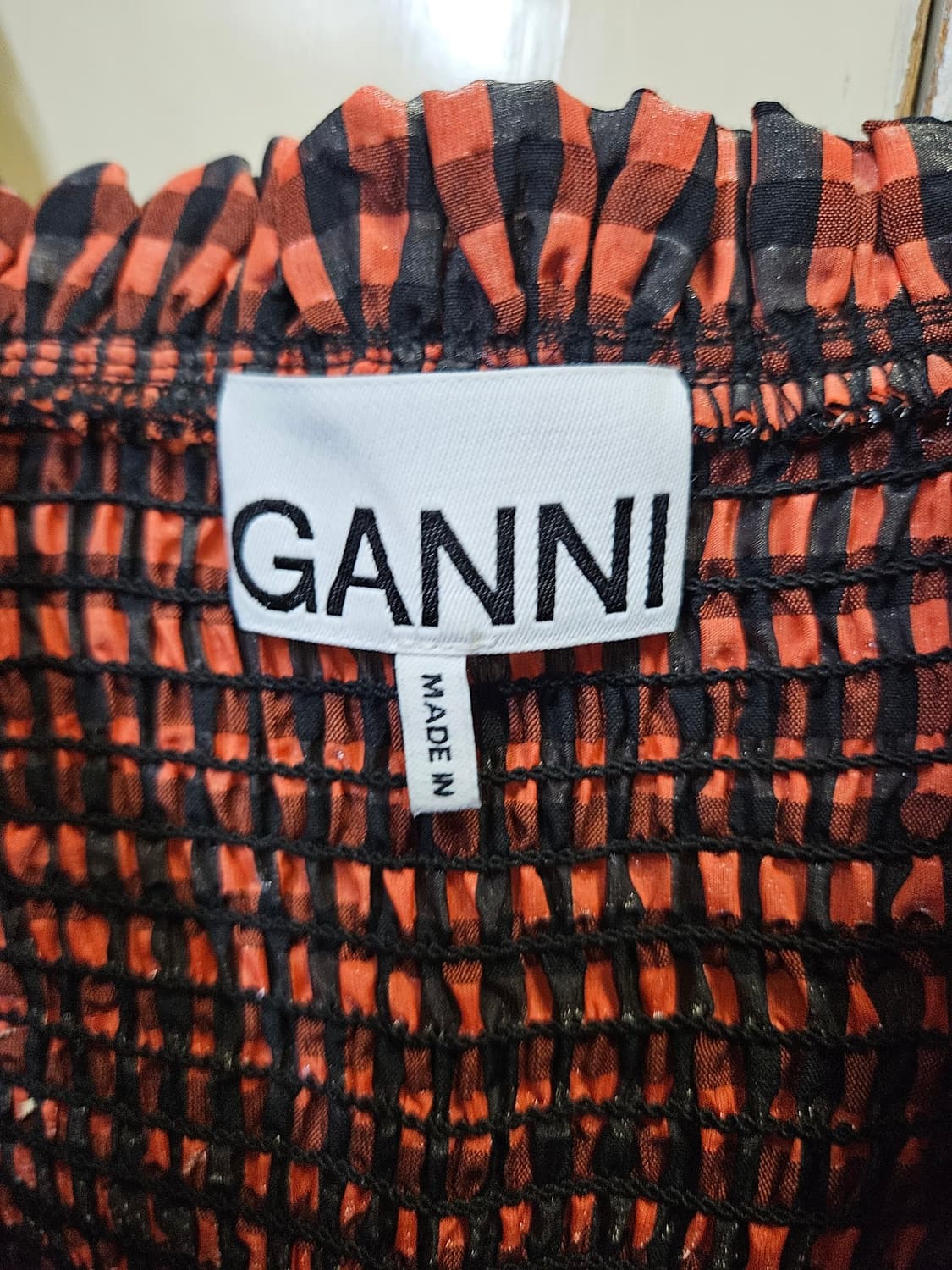 38사이즈) 가니 Ganni 레드 체크 롱 원피스 상품이미지3