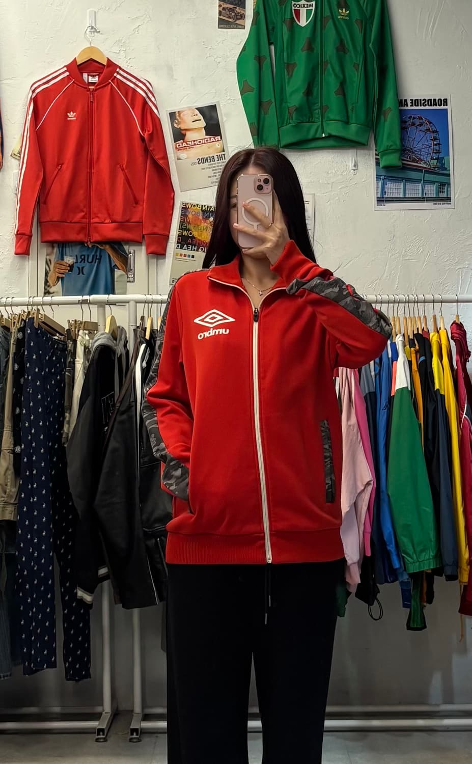 엄브로 카모 사이드라인 레드 트랙탑 져지 M 상품이미지1