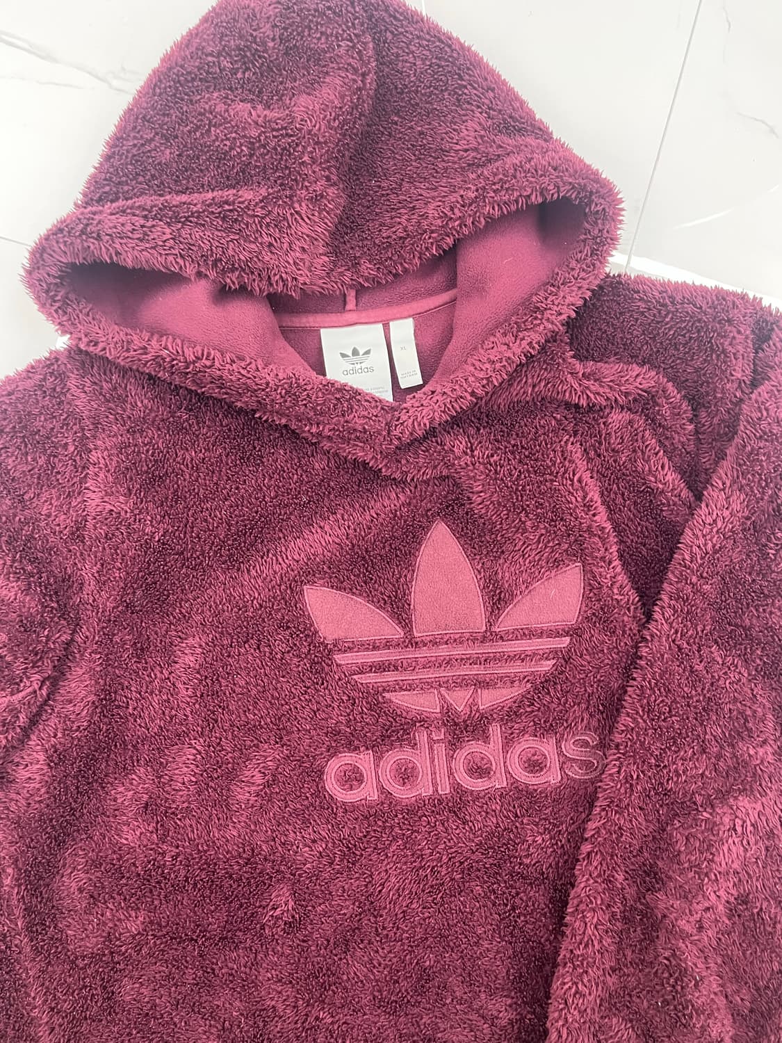 아디다스 파이어버드 양털 쉐르파 버건디 후드티(xl) 상품이미지1