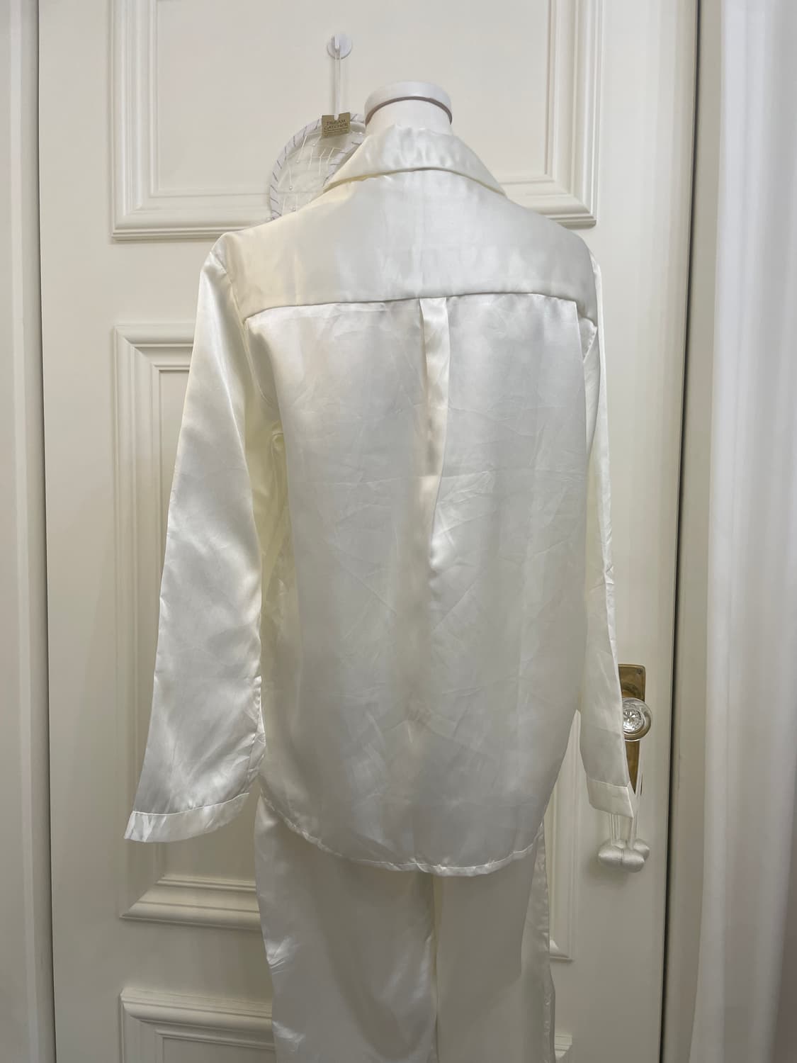white 100% silk pajama set(size-L) 상품이미지4