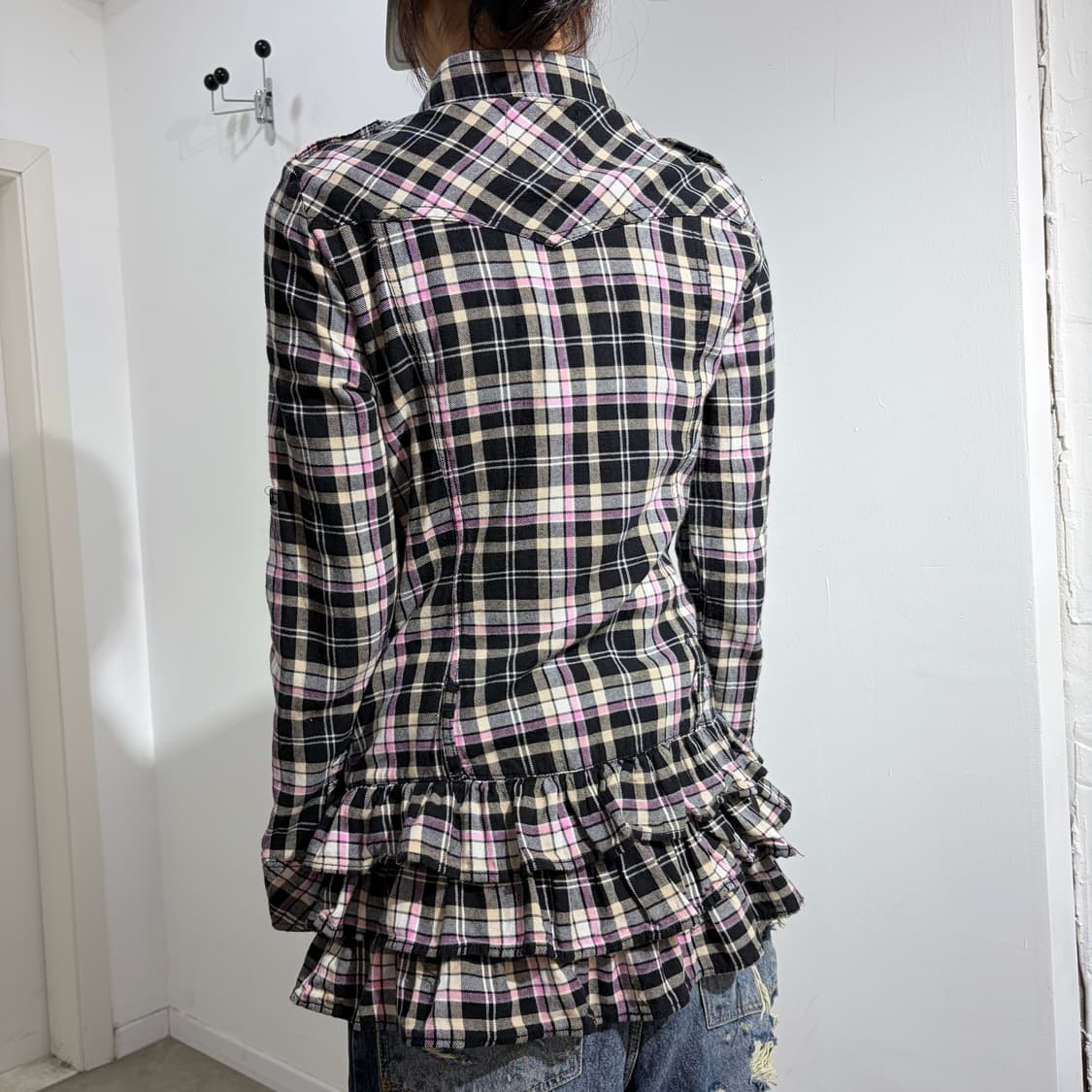 Sweet Girl 핑크 체크 프릴 원피스 상품이미지4