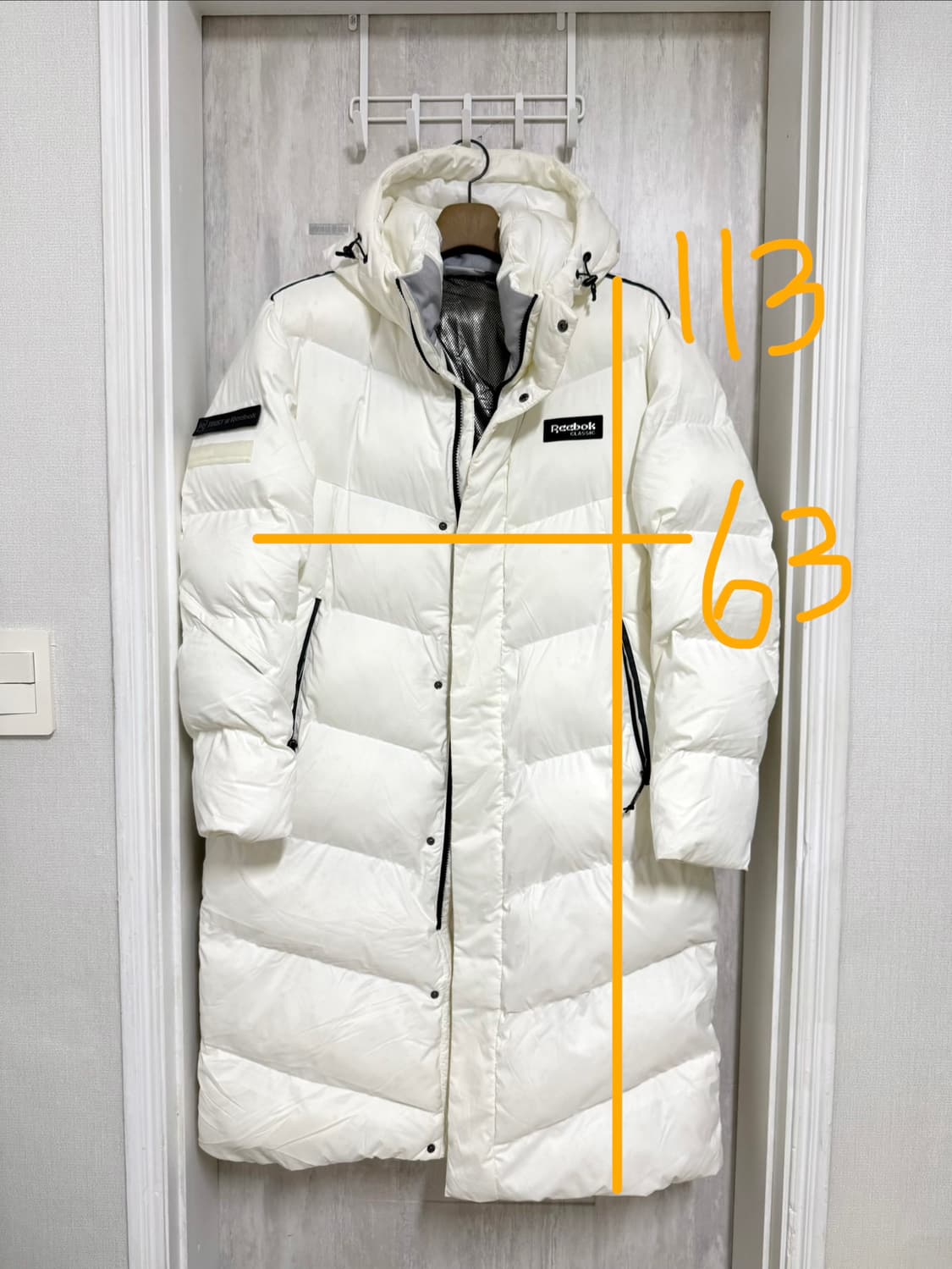 남성 xl / 리복 화이트  롱패딩 상품이미지2