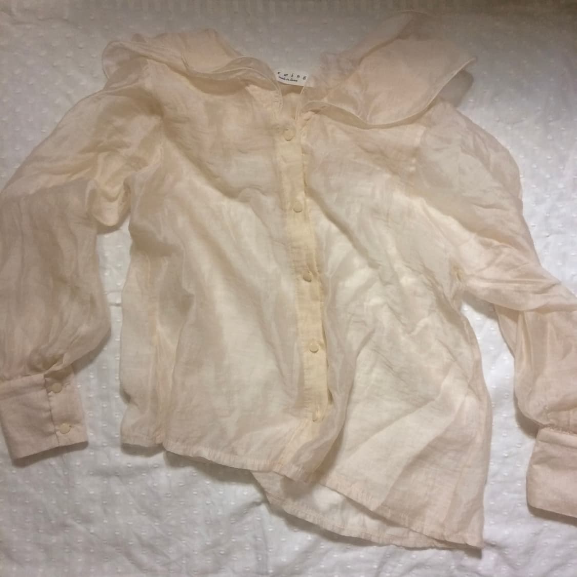 peach sheer ruffle blouse 상품이미지4